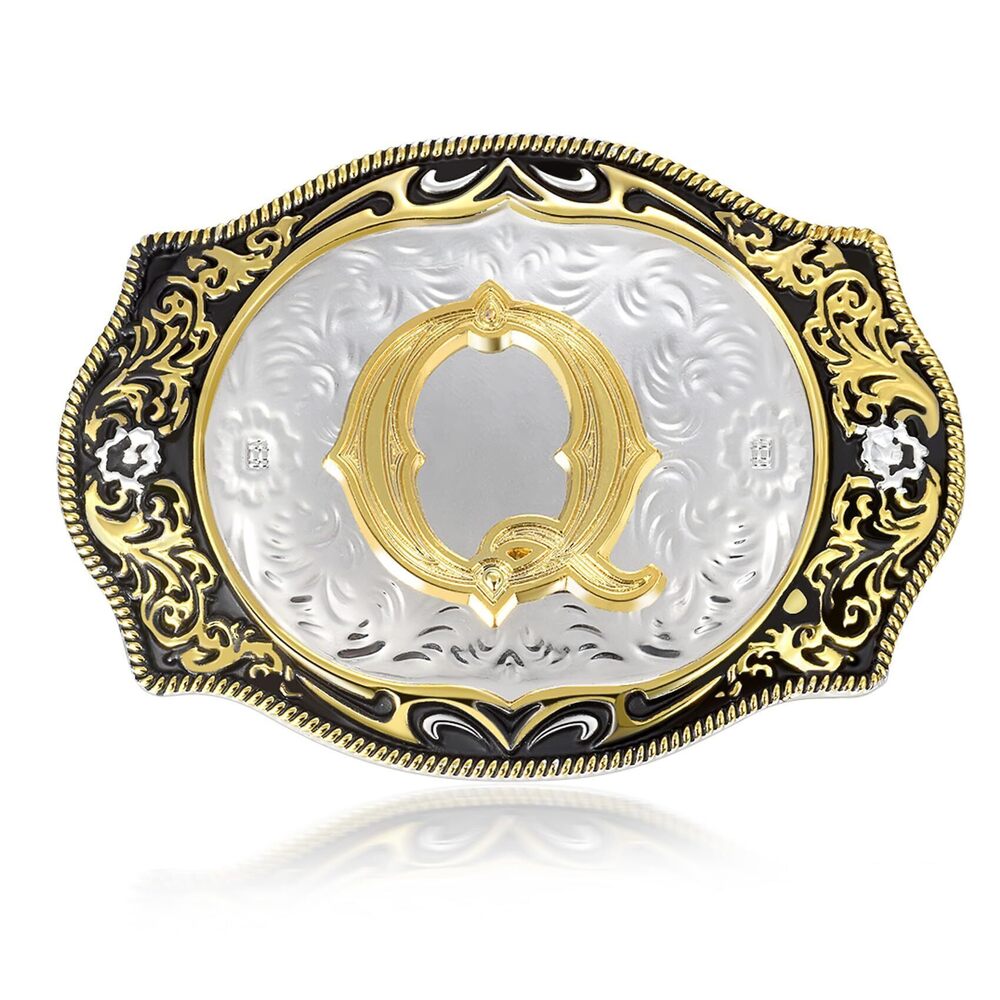 9518 Western Initial Letters Belt Buckle ABCDEFG to XYZ Golden Alphabet
